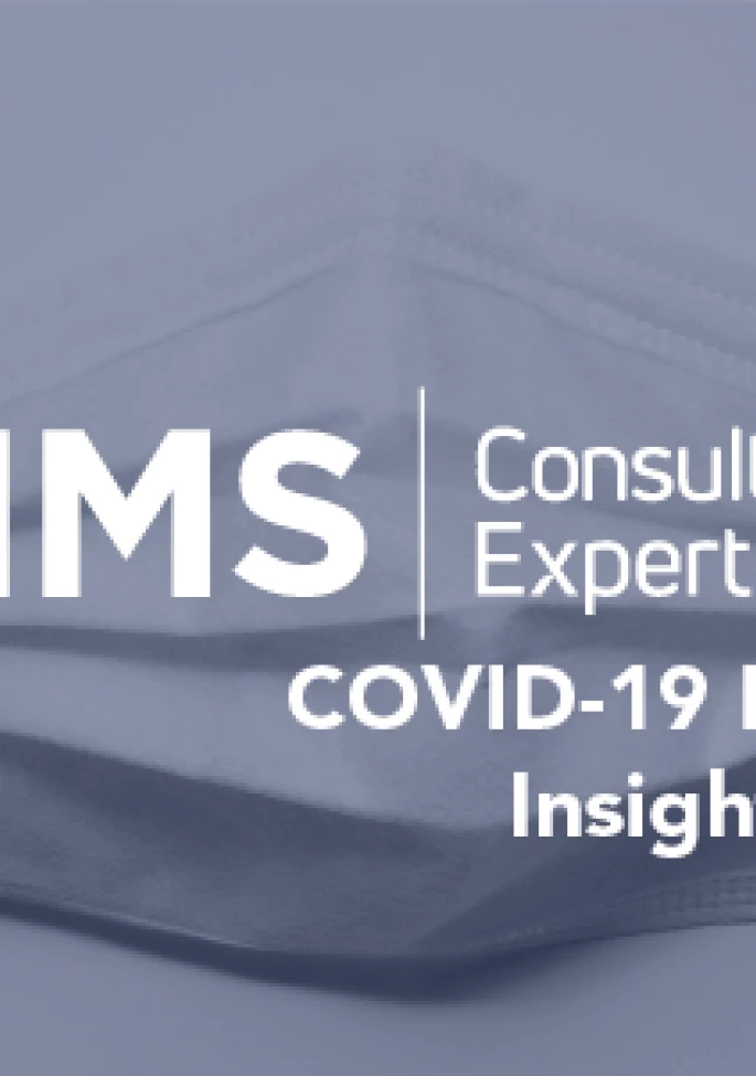 Covid research Insights Series header, black and white with mask in background