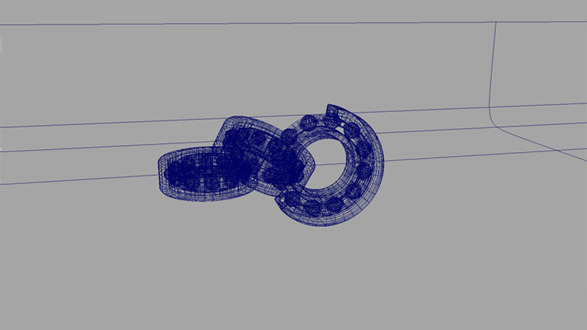 Still frame of a 3D model in its wireframe stage