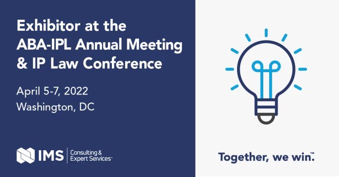 Exhibit at 2022 ABA-IPL Section Annual Meeting in DC social graphic.