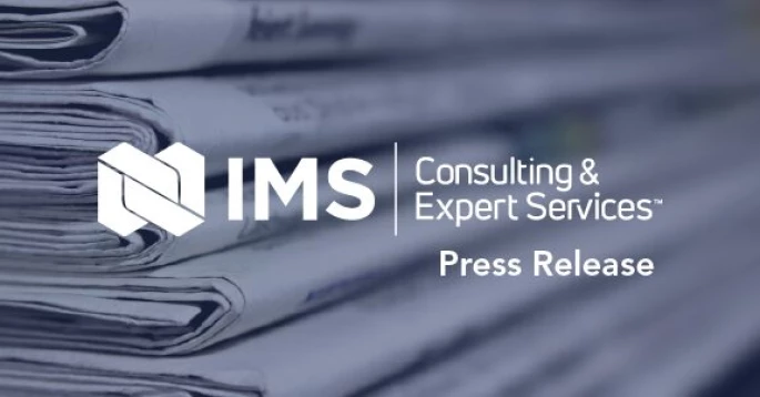 Branded IMS Press Release graphic with stacked newspapers in background