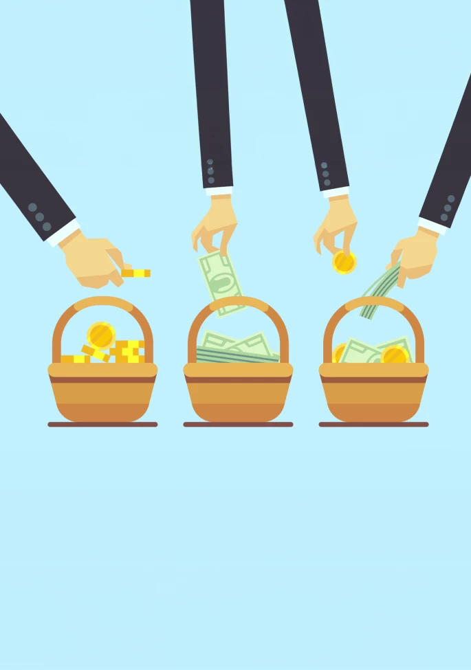 Clipart Image of hands putting money in a basket