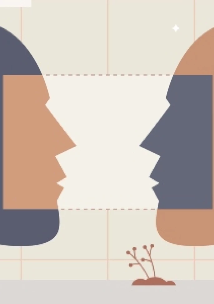 illustration image of man facing each other